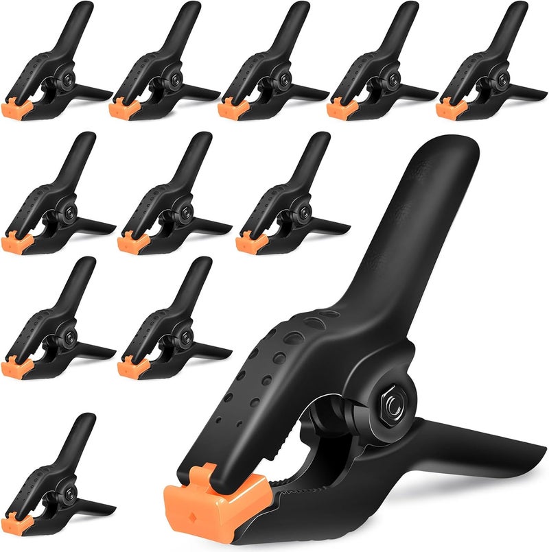 WGGE Heavy Duty Spring Clamps, 3.7 Inch Small Heavy Duty Clip with 1.6 Inch Jaw Opening, Non-Slip Handle, Strong Grip Clips for Woodworking, Photography, Crafting, and DIY Projects (12 pack) - Image 1